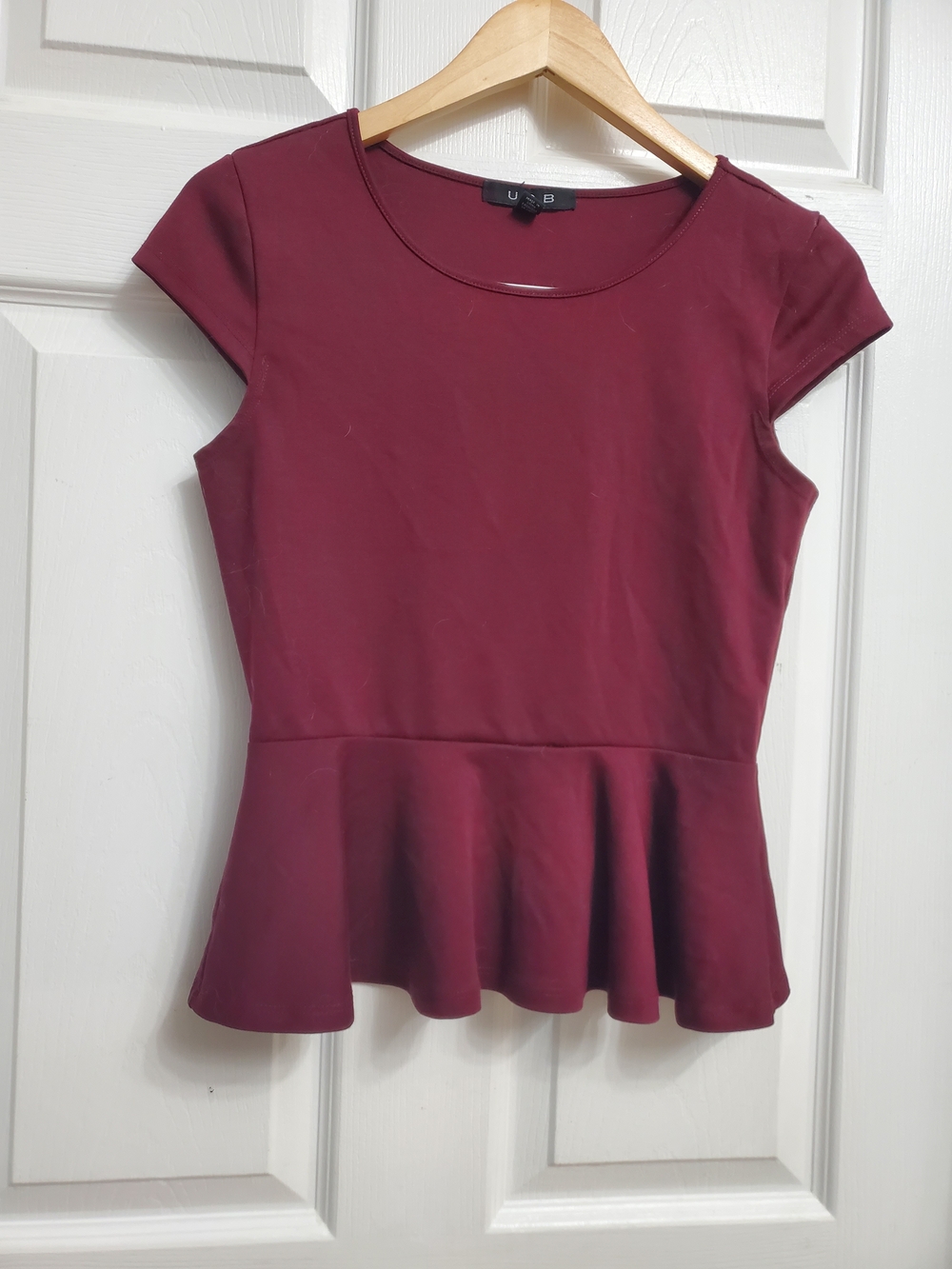 U2B Women's Maroon Peplum Top - SIZE M